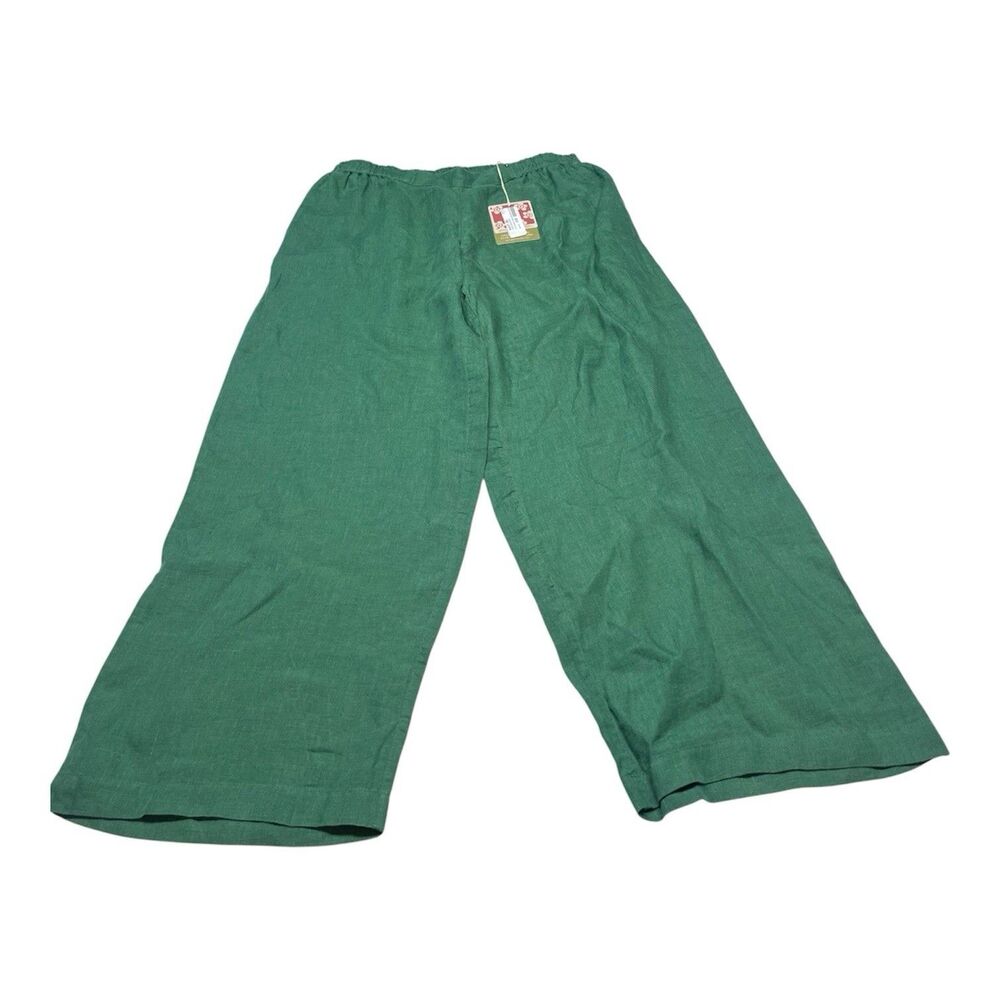 Gudrun Sjoden Green Linen Wide Leg Pants